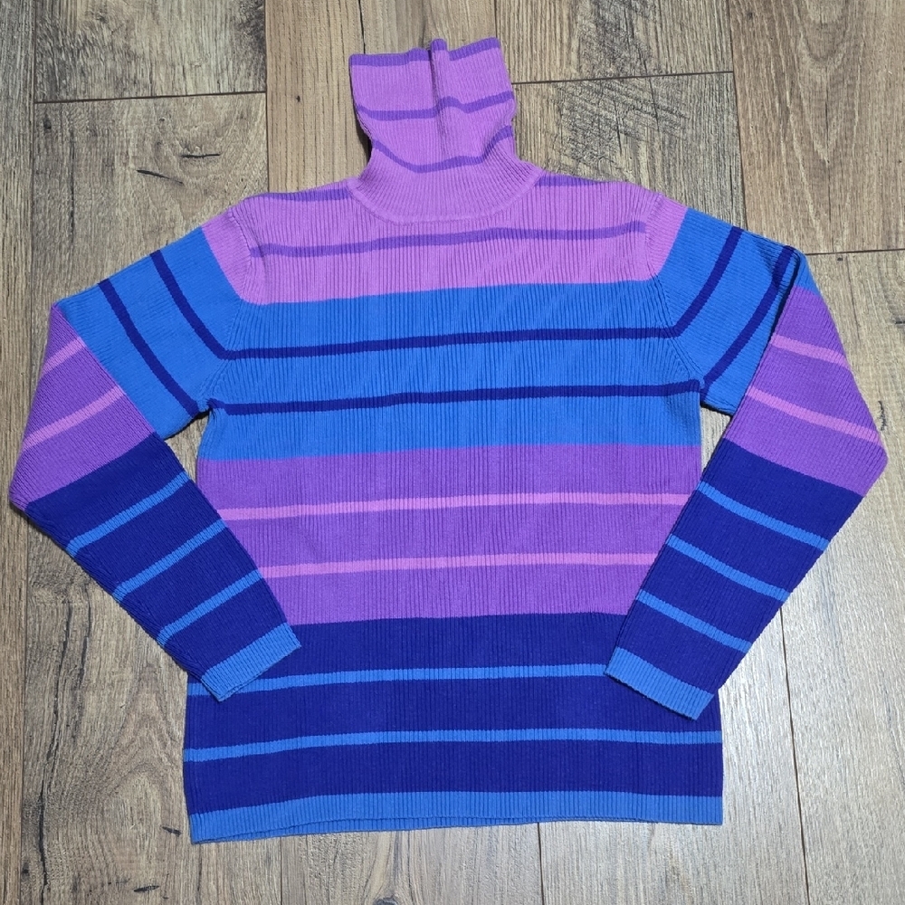 Relativity Women's Striped Cowl Neck Sweater - Pink and Blue